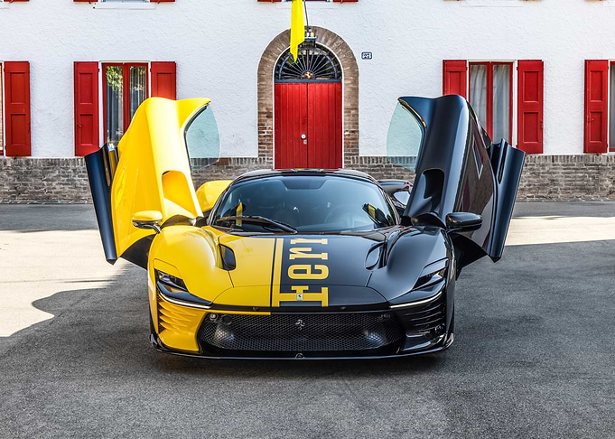 Two-tone Ferrari with open doors