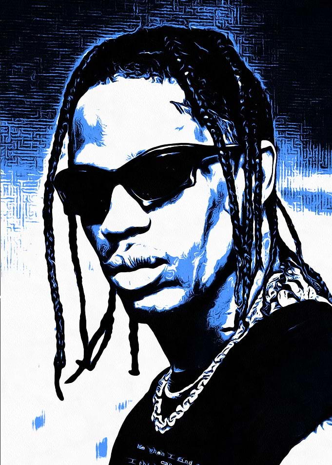 Travis Scott Blue Portrait