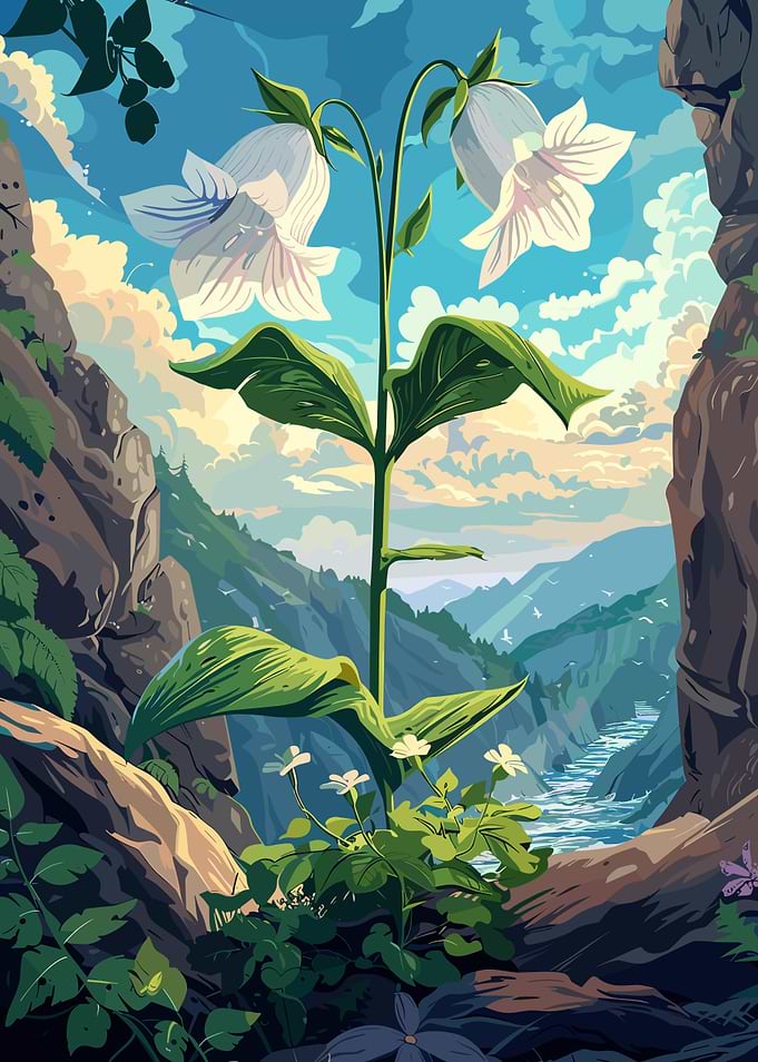Bellflower in Mountain Landscape Digital Art