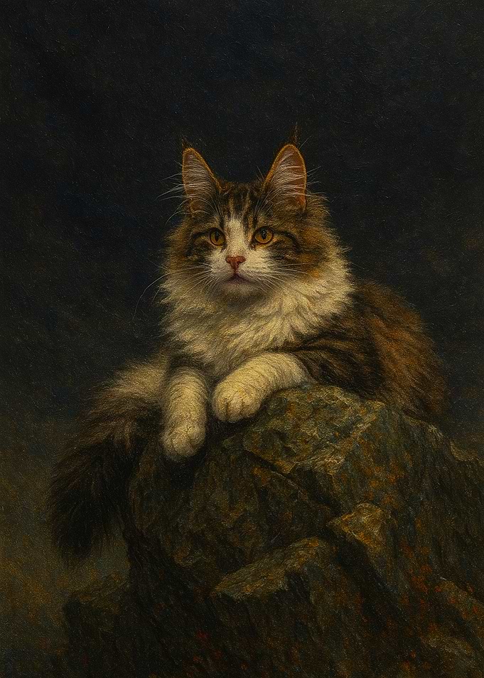 Majestic Cat Portrait on Rock