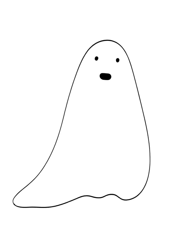 Simple White Ghost Minimalist Line Art