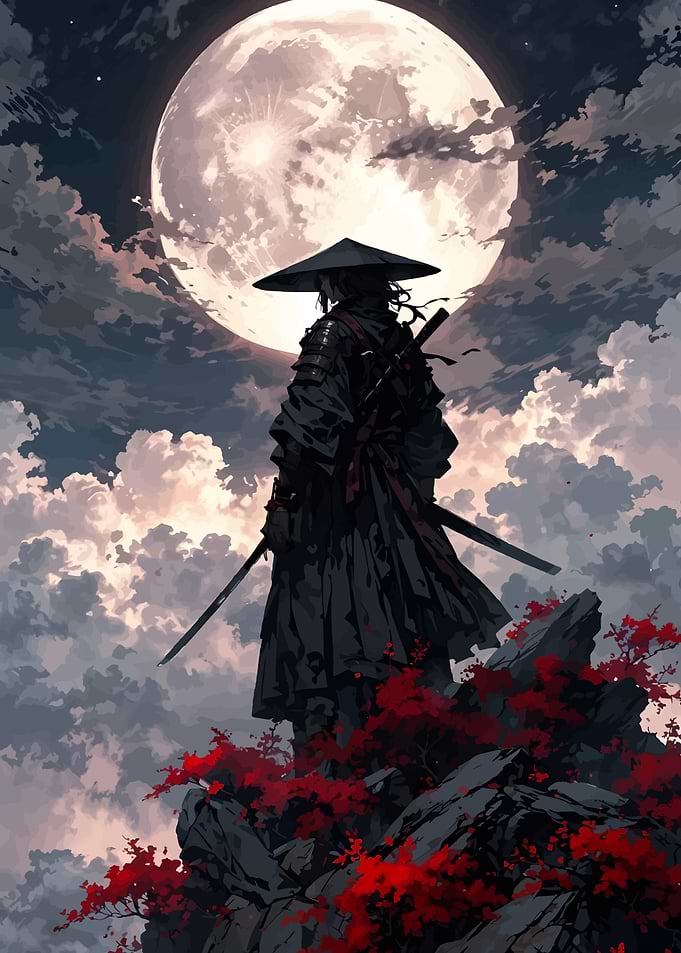 Samurai under the moonlight