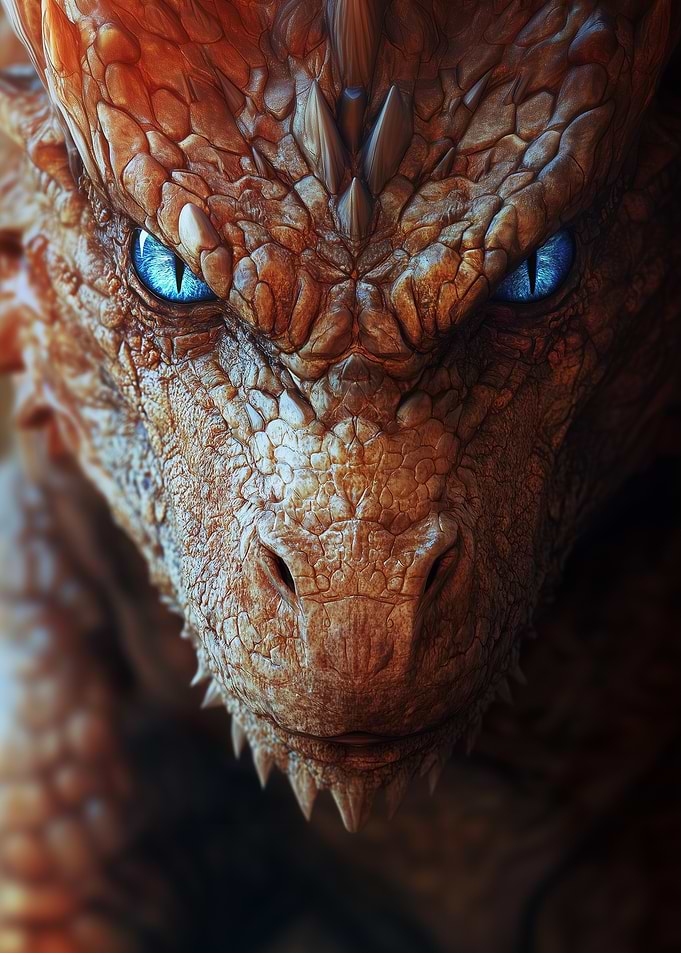 Intense Dragon Face with Blue Eyes