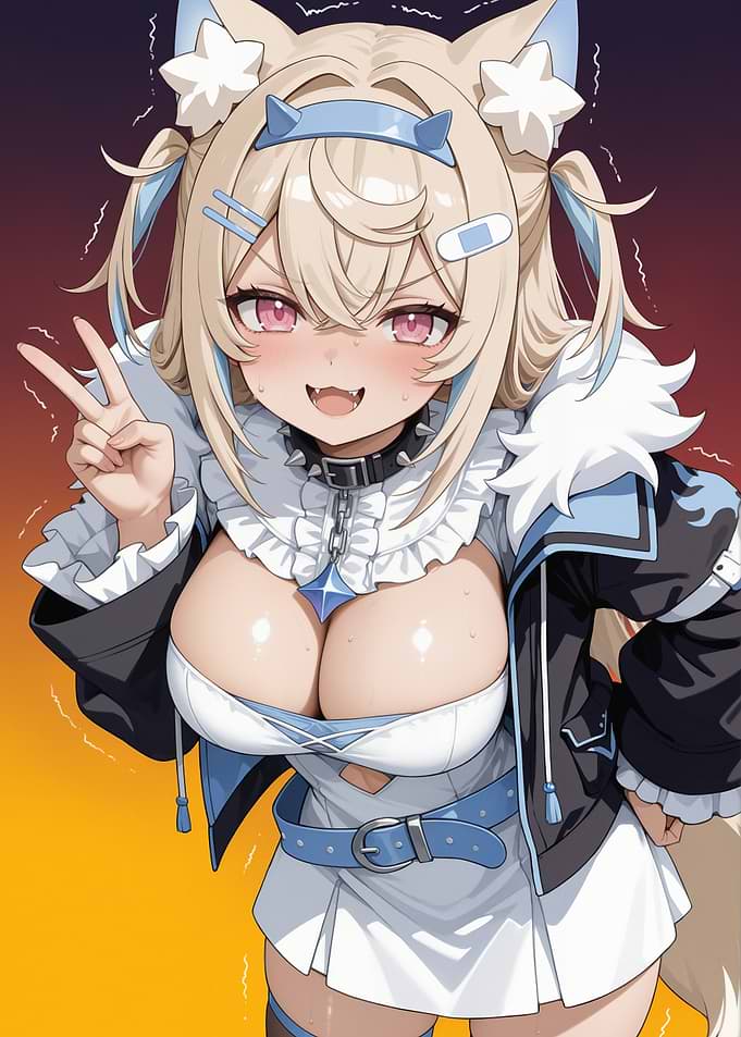 Anime Girl with Cat Ears and Fangs