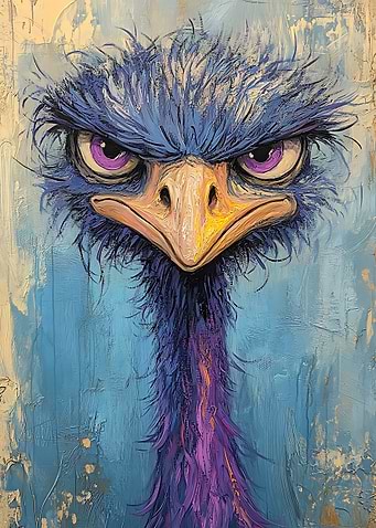 Angry Blue Emu Painting