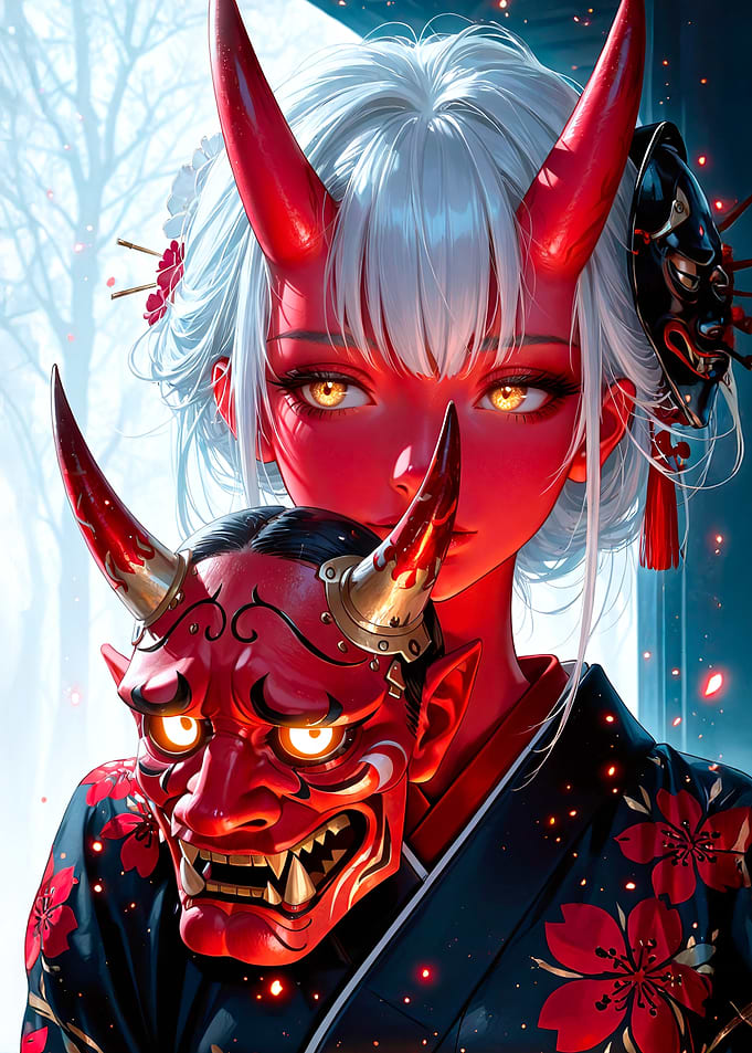 Oni Girl with Mask