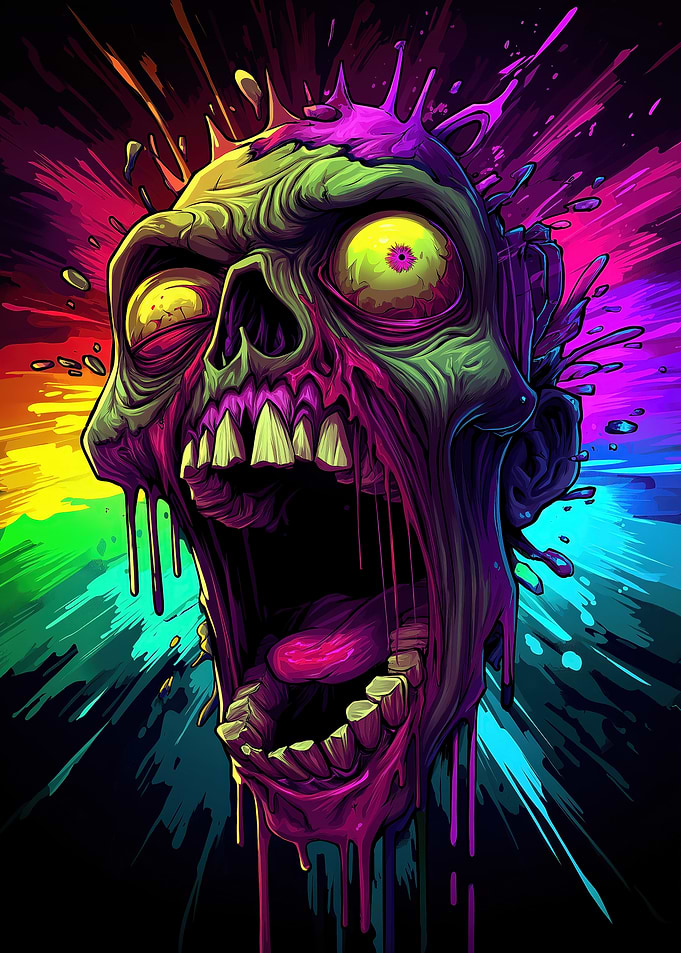 Colorful Zombie Head