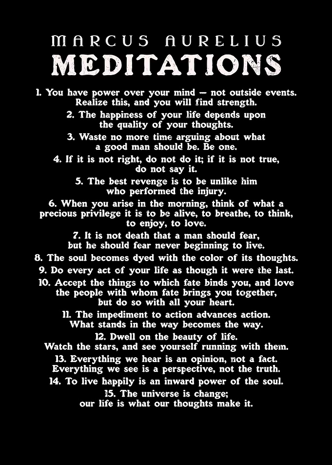 Marcus Aurelius Meditations Quotes Poster