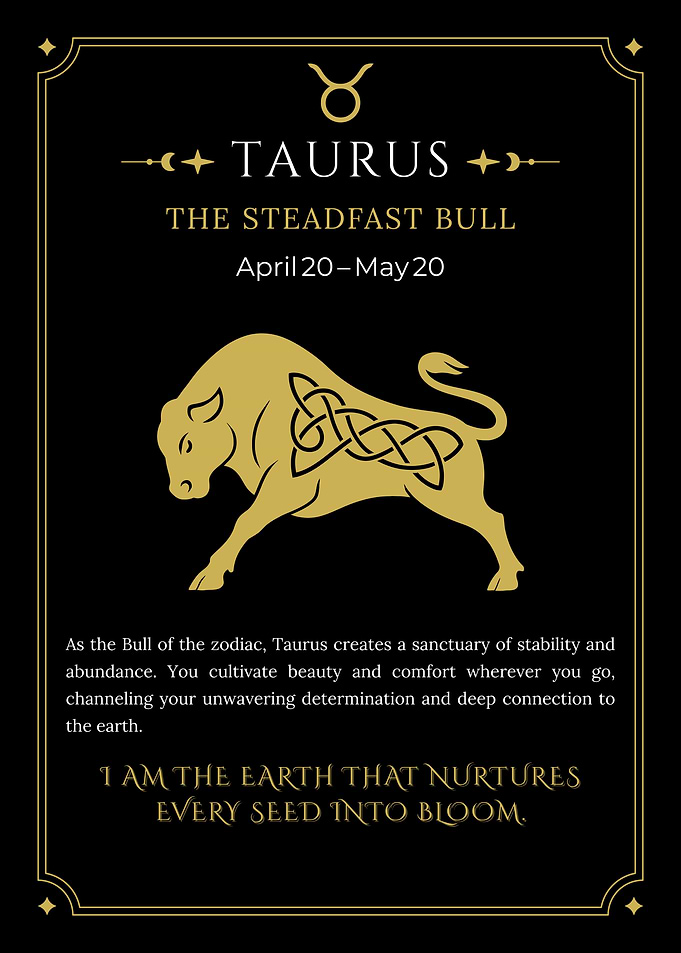 Taurus Zodiac Bull Star Sign Steadfast Constellation Stability Abundance