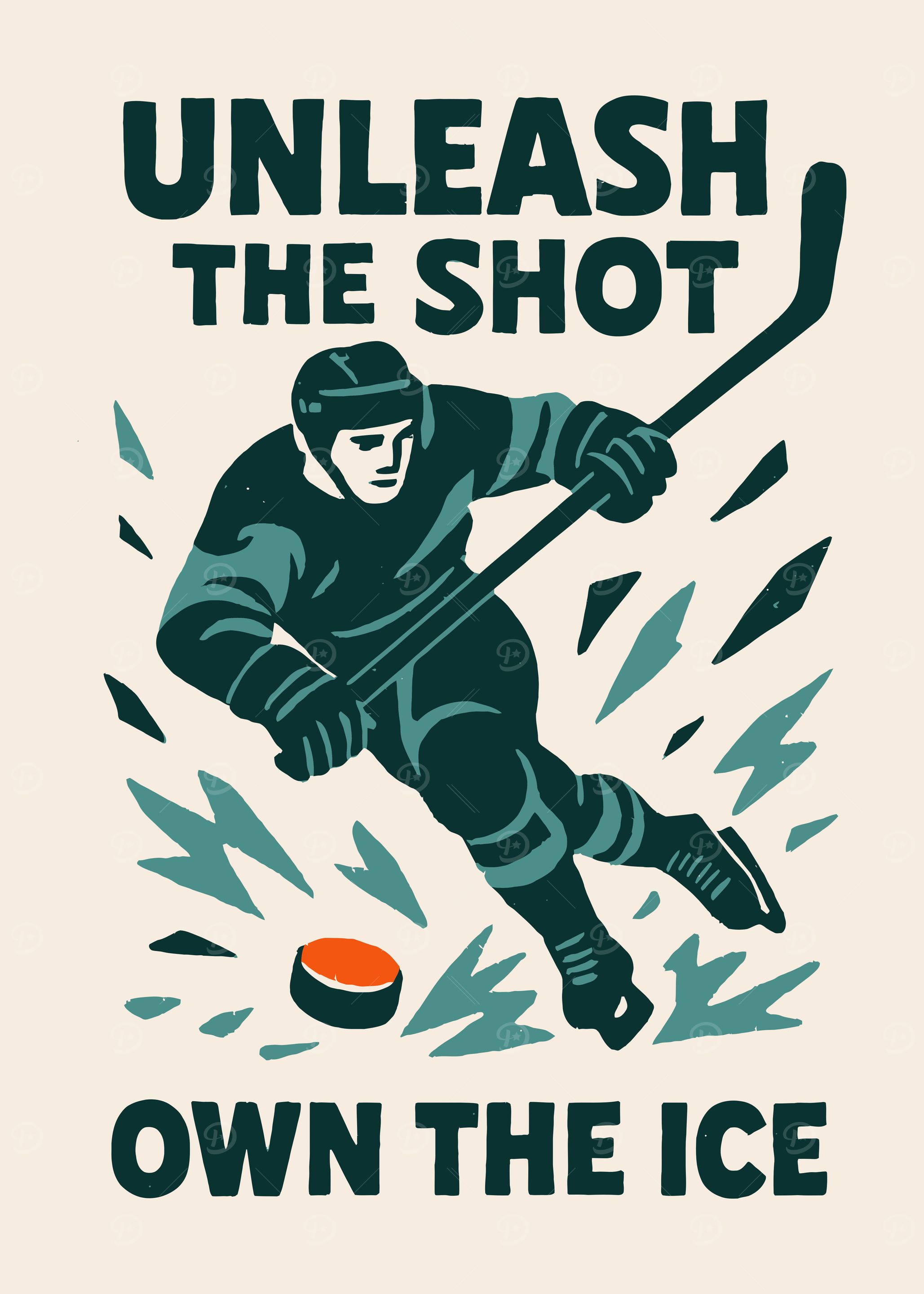 Unleash the Shot Hockey Poster
