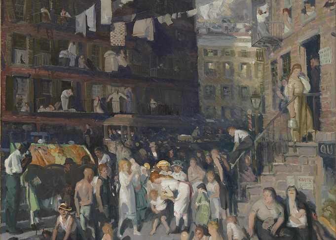 Crowded City Street Scene Painting