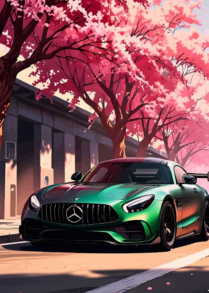 Mercedes-AMG GT with Cherry Blossoms