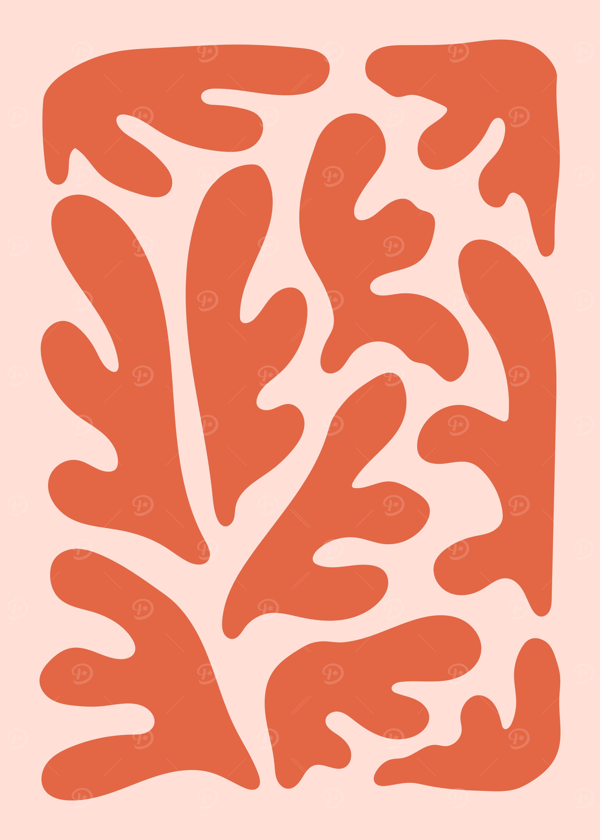 Abstract Coral Shapes on Light Pink