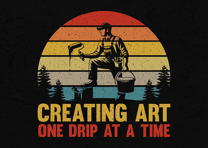 Retro House Painter Vintage Paint Brush Sunset