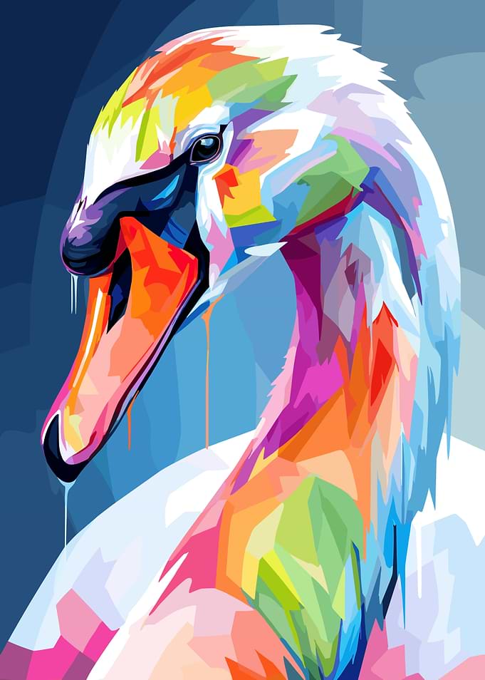 Colorful Swan Digital Art Portrait