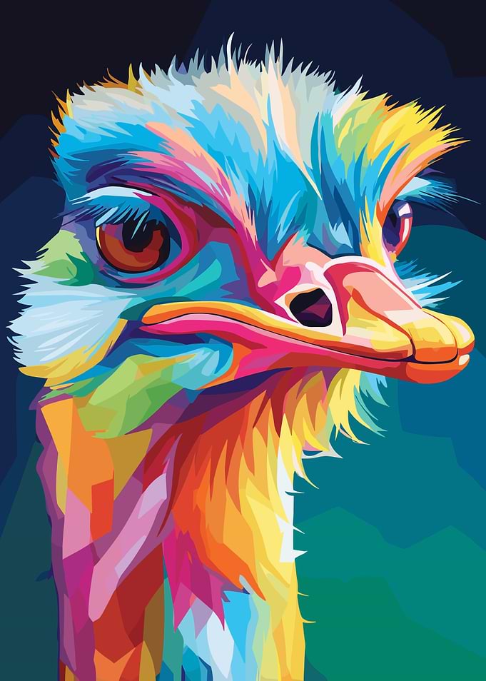 Colorful Ostrich Portrait