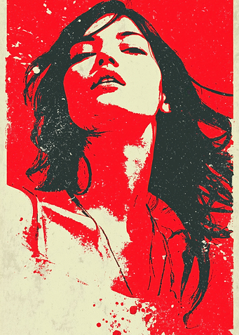 Red and Black Woman Portrait