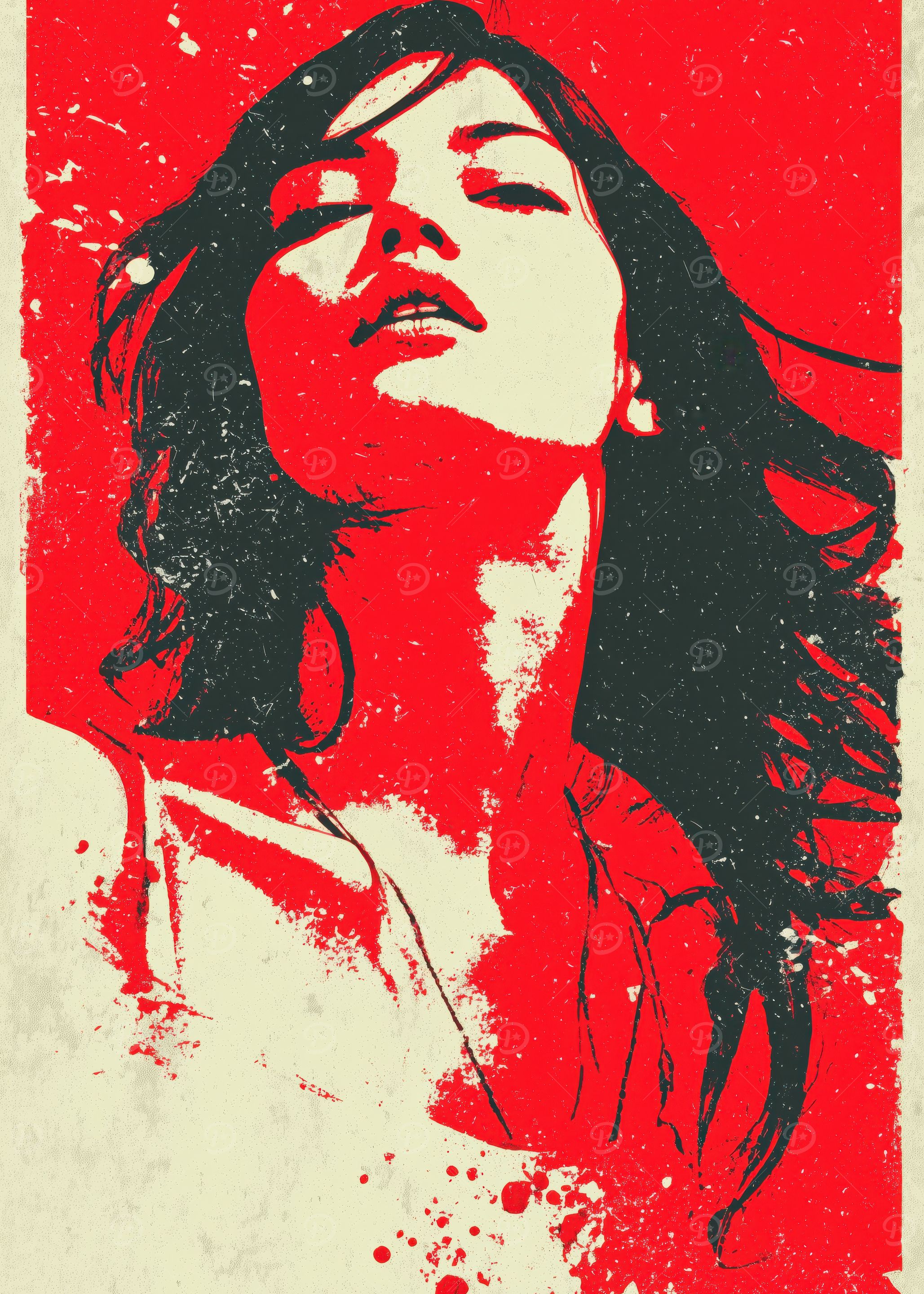 Red and Black Woman Portrait