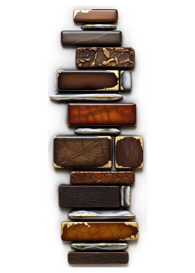 Stacked Rectangular Stones with Gold Accents