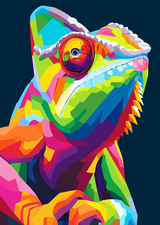 Colorful Chameleon Pop Art Illustration