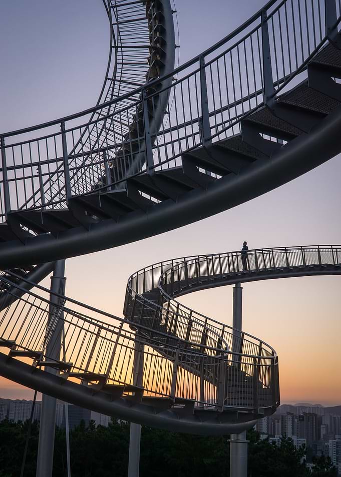 Pohang Space Walk (South Korea) at sunset