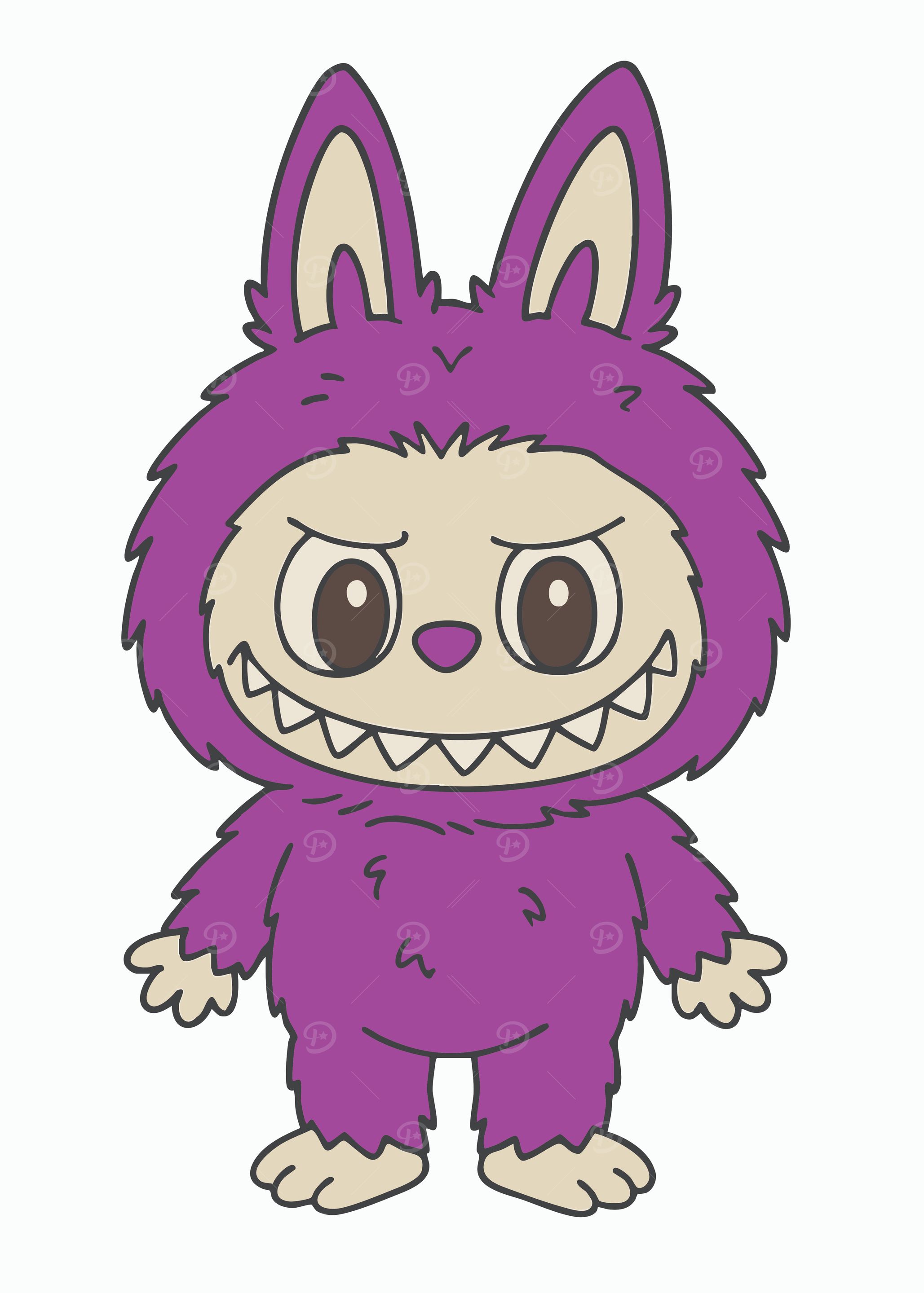 Purple Labubu Cartoon Character