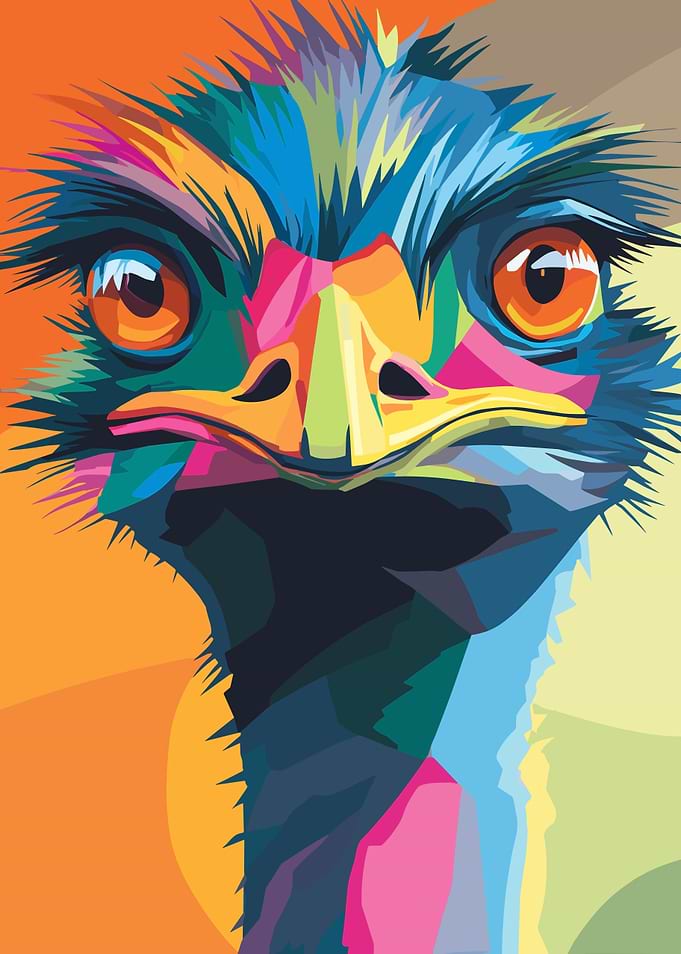Colorful Emu Portrait