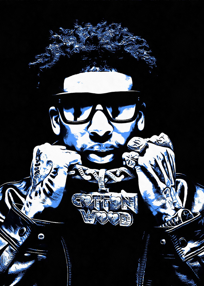 NLE Choppa Portrait in Blue