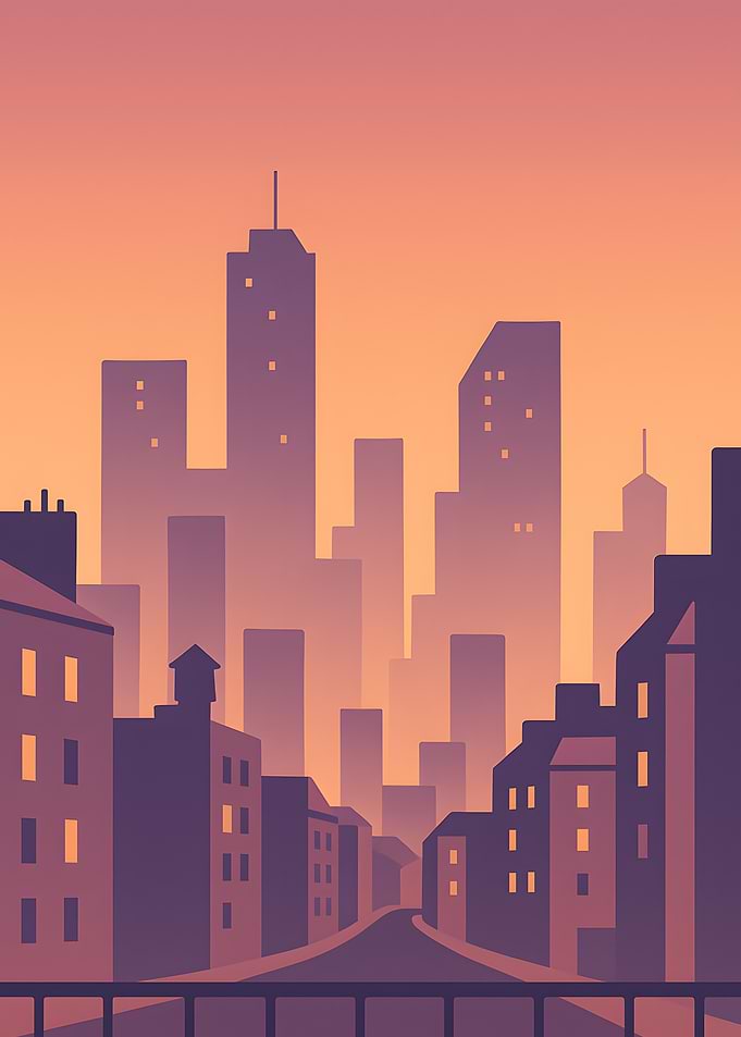 Cityscape Silhouette at Sunset
