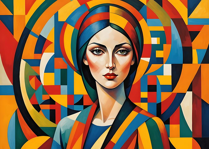 Colorful Portrait with Geometric Background