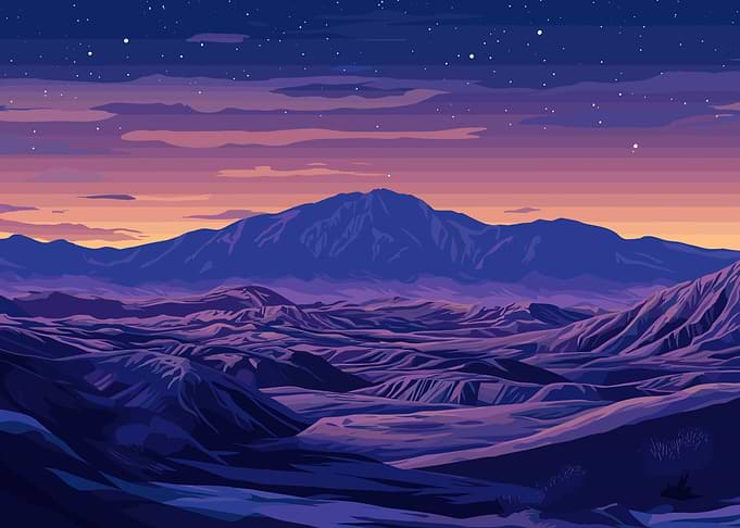 Purple Mountain Landscape at Night