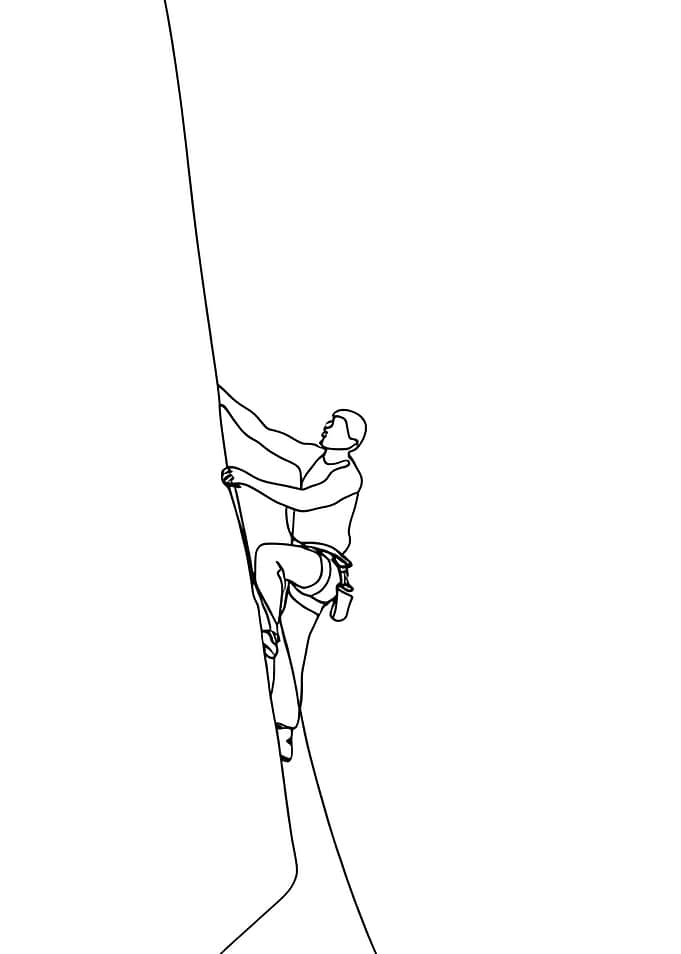 Climber on Rock Wall Minimalist Line Art
