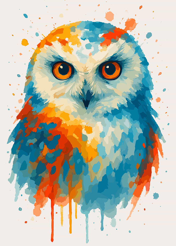 Colorful Watercolor Owl