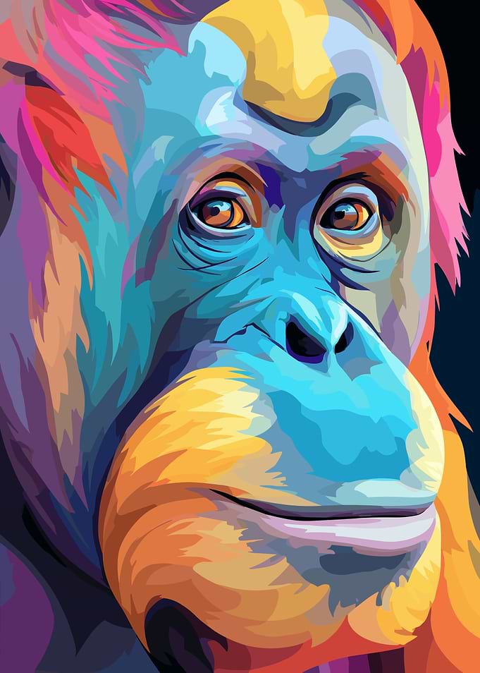 Colorful Orangutan Portrait