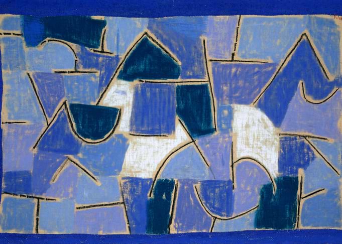 Abstract Blue Geometric Shapes Art