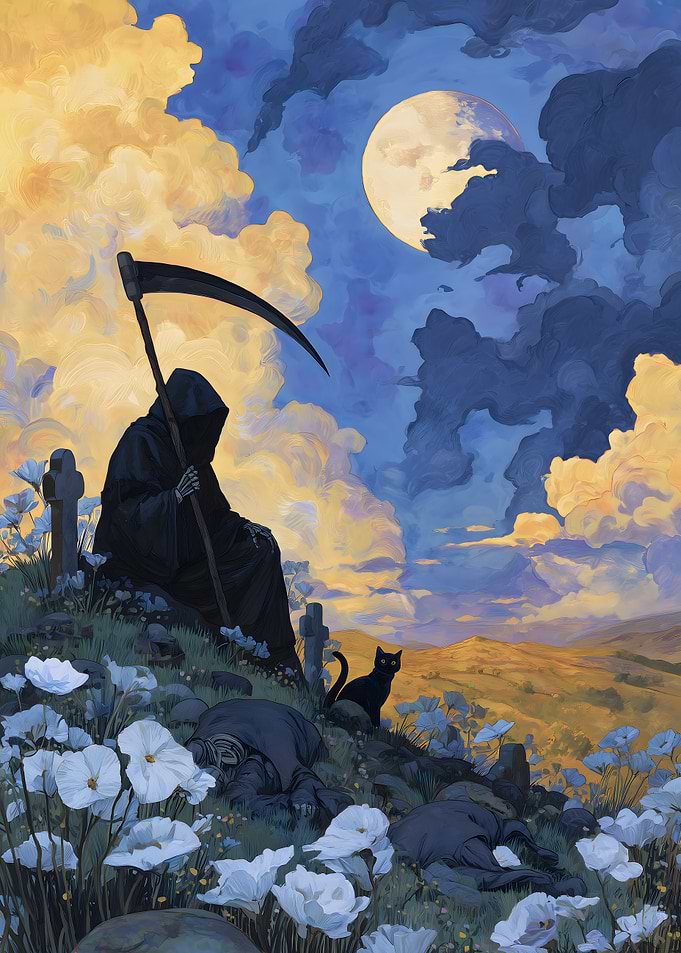 Grim Reaper Tombstones Kitty