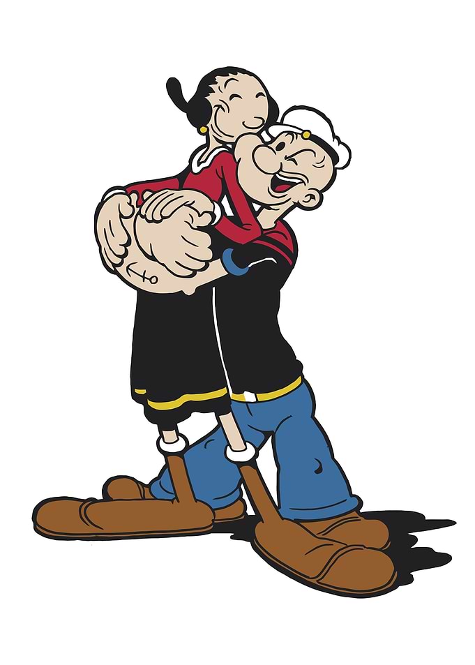 Popeye and Olive Oyl Hugging Cartoon