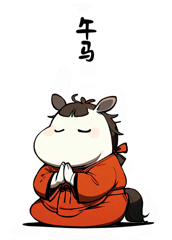 Meditating Horse Cartoon Character