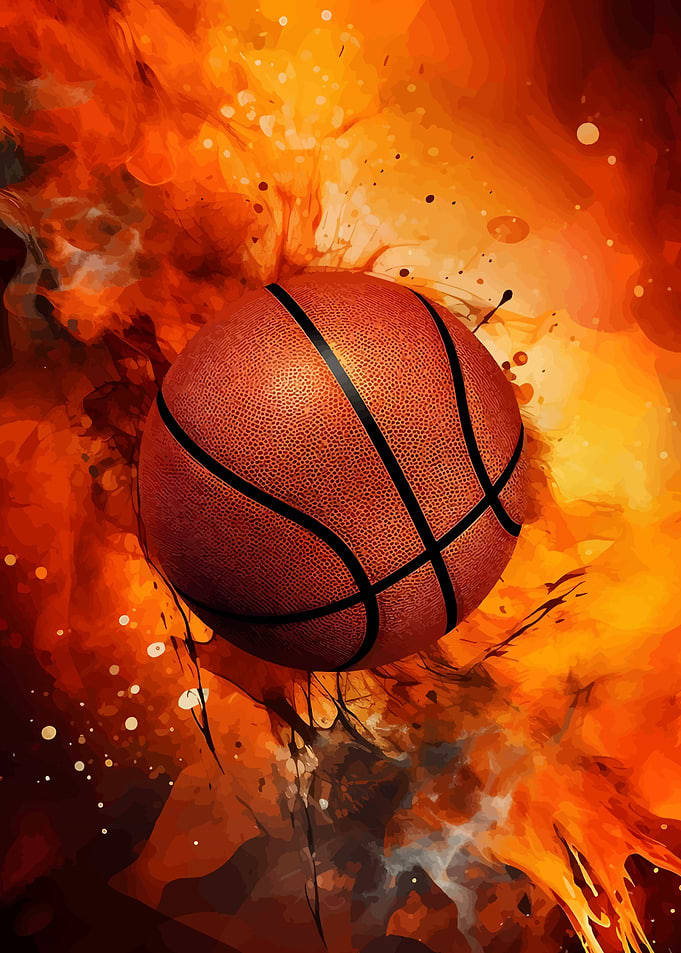 Basketball on Fire Abstract Art
