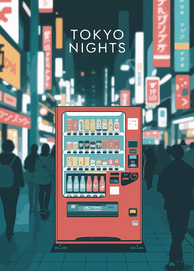Tokyo Nights Vending Machine Illustration