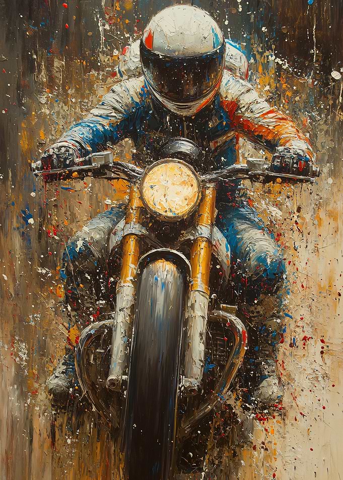 Motorcycle Rider Painting