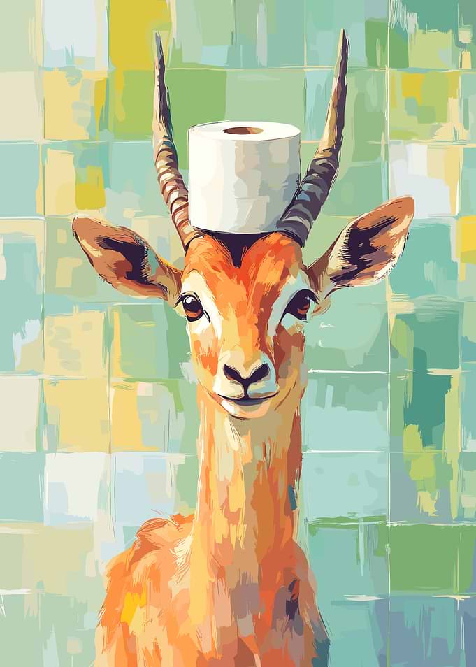 Gazelle with Toilet Paper Hat