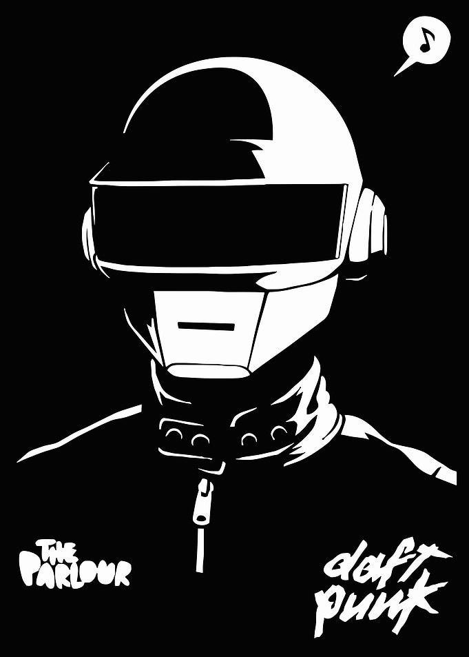 Daft Punk Black and White Portrait