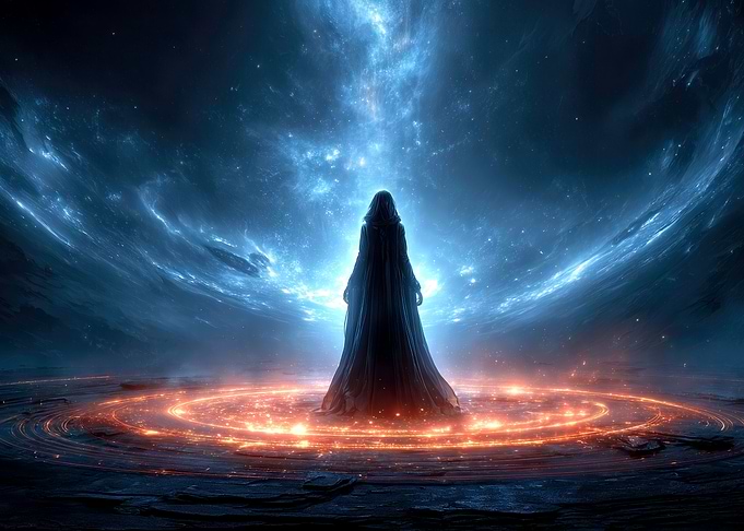 Mystic Figure in Cosmic Landscape