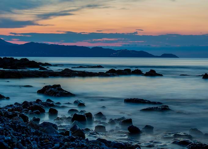Rocky Coastline at Dusk