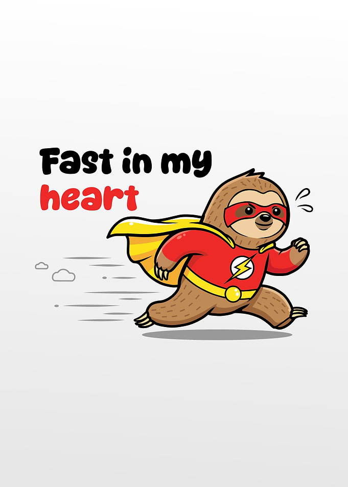 Superhero Sloth Cartoon Running Fast