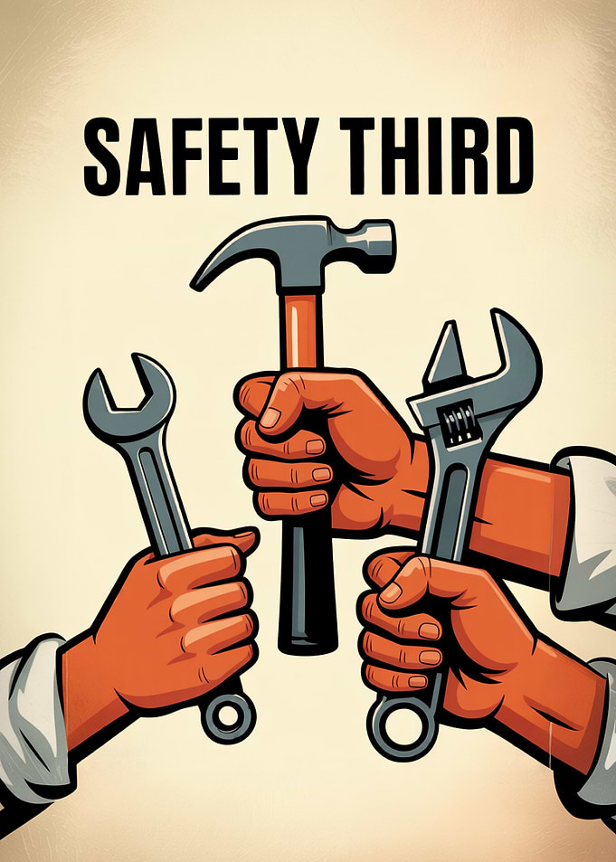 Safety Third Workplace Propaganda Poster