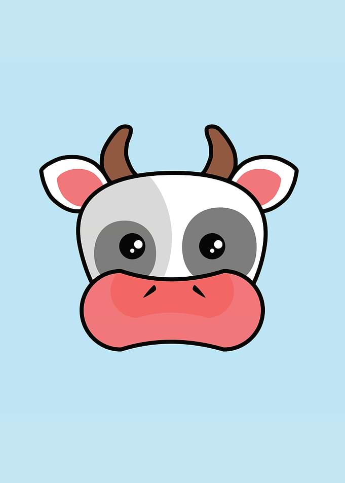 Cute Cartoon Cow Face Illustration