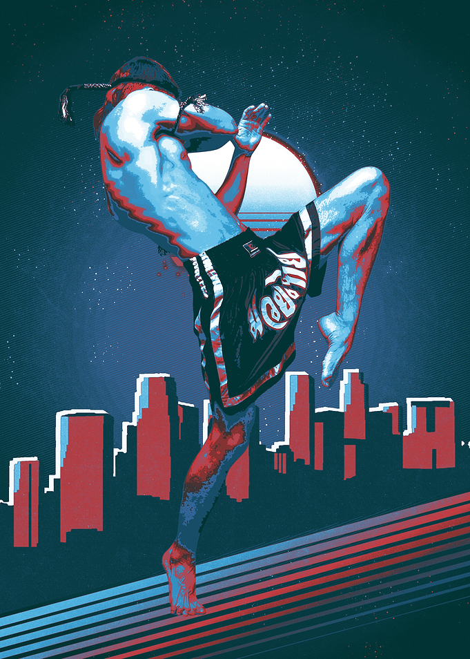Muay Thai Fighter Cityscape Art