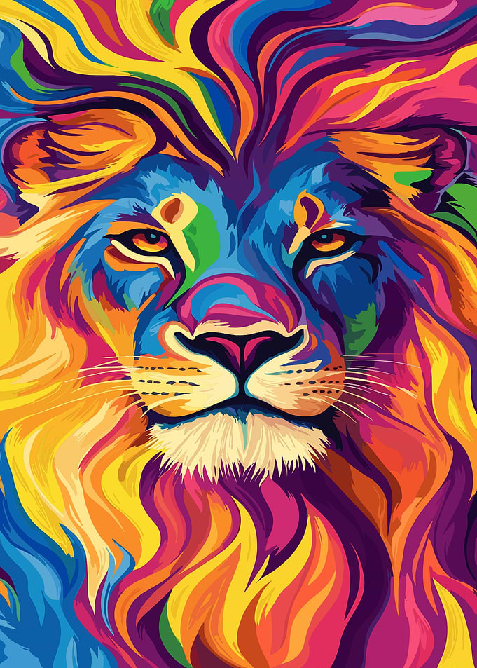Colorful Lion Portrait